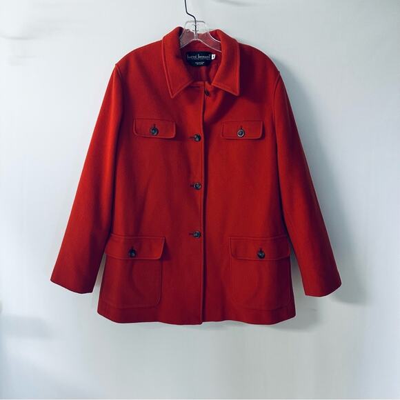 Harve Bernard Women's Wool Blend Jacket Shacket Long Sleeves Orange Size 16 - Picture 3 of 10